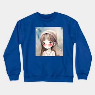 cute girl cartoon Crewneck Sweatshirt